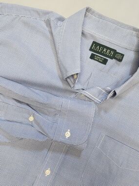 Lauren Ralph Lauren Men's Non Iron Check Oxford Long Sleeve Shirt 17. 5 34/35